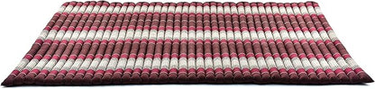 Leewadee - Foldable Floor Mattress - Japanese Roll Up Futon -Trifold Tatami Mat- Guest Floor Bed - Camping Mattress - Thai Massage Mat, Kapok Filled, 75 x 57 inches, Brown Red