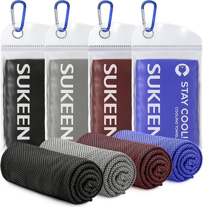 Sukeen [4 Pack Cooling Towel (40"x12"),Ice Towel,Soft Breathable Chilly Towel for Yoga,Sport,Running,Gym,Workout,Camping,Fitness,Workout & More Activities