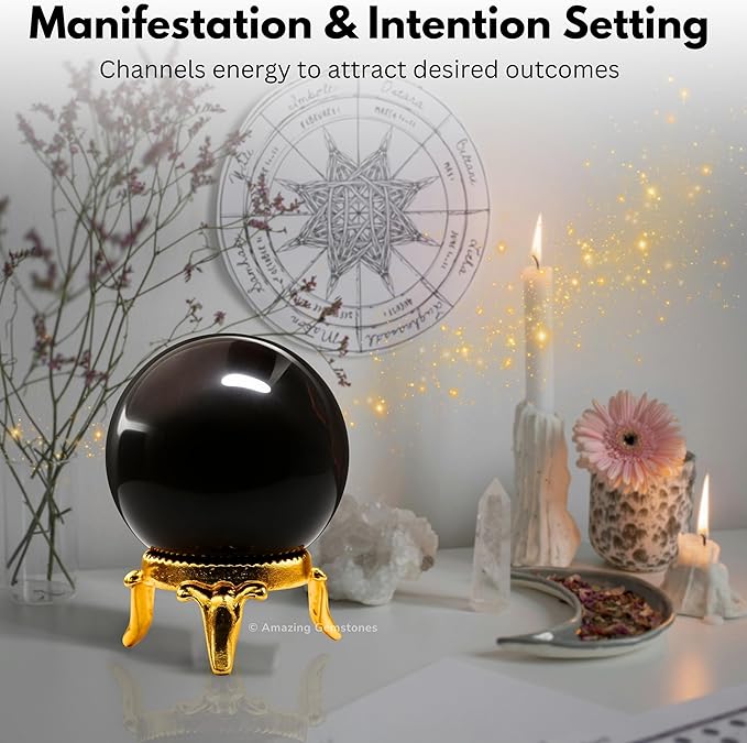 Amazing Gemstone Garnet Crystal Ball with Stand - 2 Inches Crystal Sphere Meditation Balls for Witchcraft and Decorative Balls