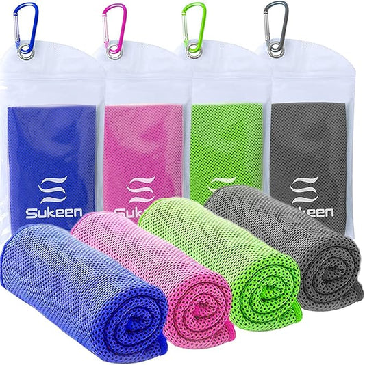 Sukeen [4 Pack Cooling Towel (40"x12"),Ice Towel,Soft Breathable Chilly Towel,Microfiber Towel for Yoga,Sport,Running,Gym,Workout,Camping,Fitness,Workout & More Activities