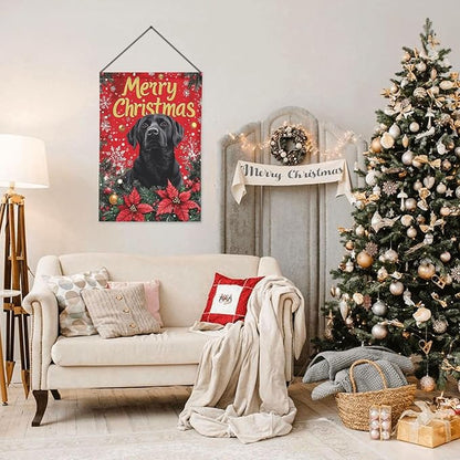 Christmas Black Dog Garden Flag 12x18 In Double Sided Yard Flags Lawn Sign Decor No Flagstand