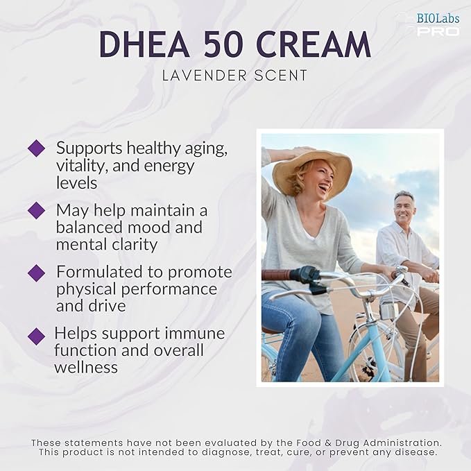 DHEA All Natural Bioidentical 50mg Dhea Cream, Two Month Supply, Dehydroepiandrosterone, Organic Fenugreek, Tribulus Terrestris, Maca Root and Hgw (Lavender)