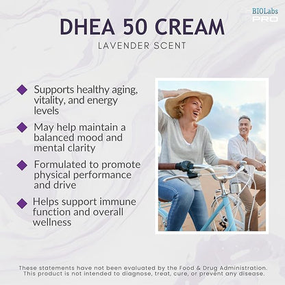 DHEA All Natural Bioidentical 50mg Dhea Cream, Two Month Supply, Dehydroepiandrosterone, Organic Fenugreek, Tribulus Terrestris, Maca Root and Hgw (Lavender)