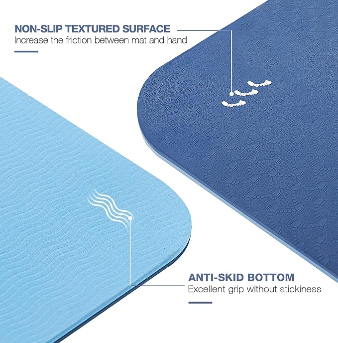 UMINEUX Large Yoga Mat for Men and Women 1/4 & 2/5 Inch Extra Thick TPE Fitness Mat for Home Gym Workout, Non-Slip, Eco Friendly Exercise Mat for Yoga, Pilates, Stretching, Meditation