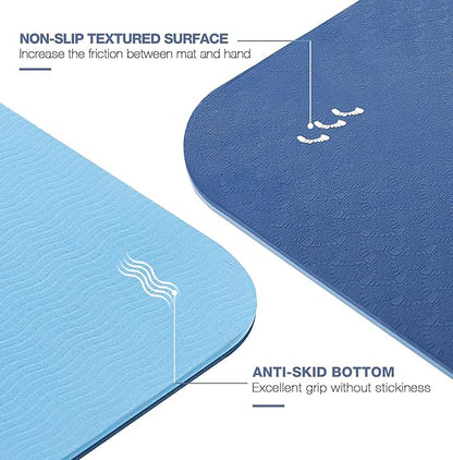 UMINEUX Large Yoga Mat for Men and Women 1/4 & 2/5 Inch Extra Thick TPE Fitness Mat for Home Gym Workout, Non-Slip, Eco Friendly Exercise Mat for Yoga, Pilates, Stretching, Meditation