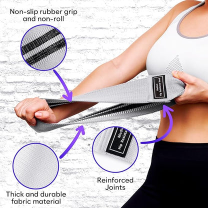 Wide Fabric Resistance Bands for Working Out | 3 Strength Level Non-Slip Exercise Booty Bands for Women & Men | Comes with a Bag and Tape Measure | for Gym, Yoga, Pilates