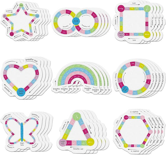 36 Pcs Anxiety Sensory Stickers Mental Health Stickers Fidget Textured Strips Toys Adhesive Tactile Calm Relief Items for Adults Desk School Counselor Classroom(Cute Breathe Style)