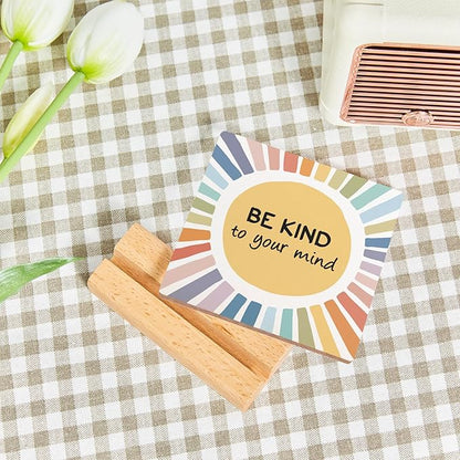 Mental Health Inspirational Gift, Colorful Positive Self Affirmations Wood Sign with Wooden Stand, Counseling Office Must Haves, Positive Gifts for Psychologist School Counselor Student Boy Girl