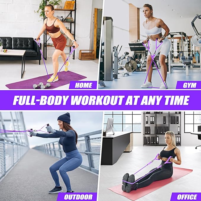 Resistance Bands, Exercise Bands with Handles for Working Out, Fitness Bands for Women, Workout Equipment Home Gym, Training Bands with Door Anchor, Ankle Straps, Shape Body, Physical Therapy