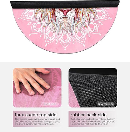 Round Meditation Pilates Yoga Mat Luxury Suede Large Yoga Mat Natural Rubber Non-Slip Base is ery Suitable for Meditation, Stretching, Yoga Environmental Protection, Fitness Exercise, Home and Outdoor. 140CM Diameter