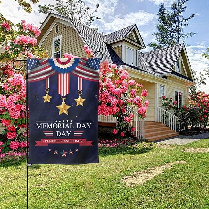 Memorial day 4th of july Flag decorations Decor Flags for Outside 12.5x18 Inch REMEMBER AND HONOR Patriotics Garden Flag Farmhouse Yard Indoor/Outdoor Decoration Banner Decor Gifts