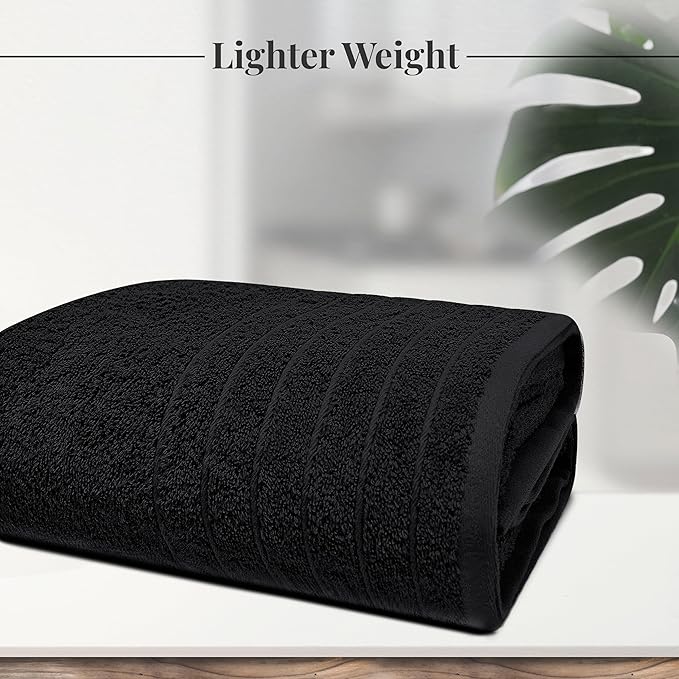 Tens Towels Pack of 1 Jumbo Bath Sheet 40 x 80 Inches, Extra Large & Light Weight, Quicker to Dry, 100% Cotton, Super Soft & Absorbent, Perfect to Wrap Yourself in, Black