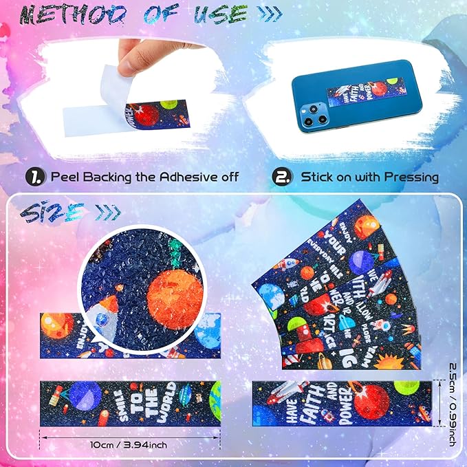 36 Pcs Anxiety Sensory Stickers Mental Health Stickers Fidget Textured Strips Toys Adhesive Tactile Calm Relief Items for Adults Desk School Counselor Classroom(Spaceman Style)