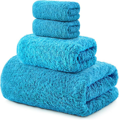 REDKISS Luxury Bath Towel Set of 4, 100% Cotton 900 GSM Premium Bathroom Towels, Ultra Soft, Highly Absorbent & Quick Dry Bath Sheets, No Shedding, Hotel & Home Spa Towel Sets for Adults - Blue