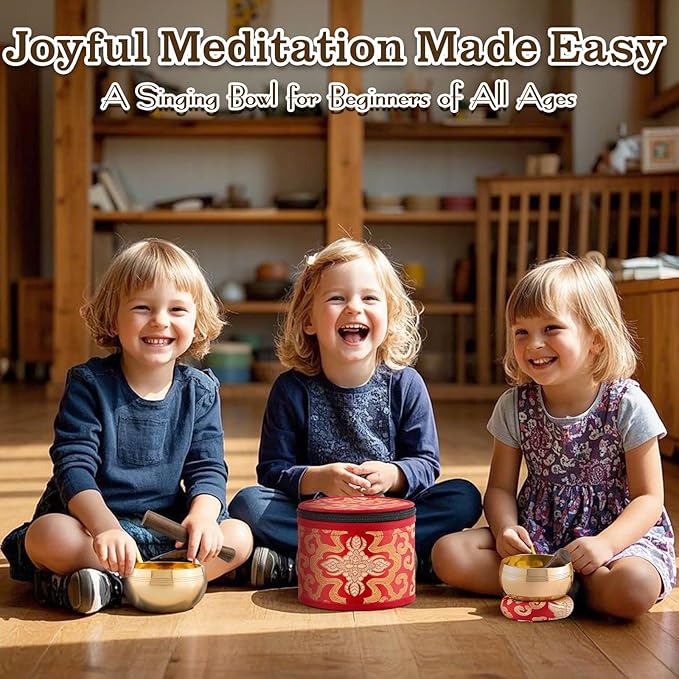 2-Pack Tibetan Singing Bowls Set - 100% Handmade in Nepal, Sound Bowl Meditation Set for Yoga, Chakra Healing, Meditation Gifts, Unique Gifts for Women