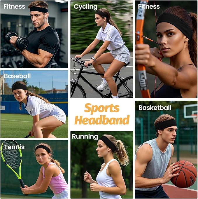 Headbands for Women - 6 Pack Wide Elastic Hair Bands | Stretchy Sweatbands Hair Bands | Soft Sports Thin Head Bands | Non-Slip Accessories Bands for Fashion, Washing Face, Workouts, Yoga, Daily Use