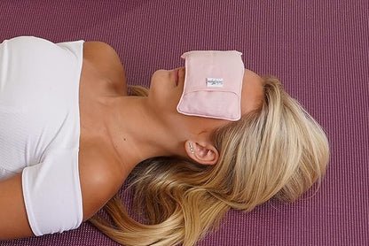 Organic Linen Eye Pillow - Lavender & Flaxseed for Relaxation, Yoga, Stress Relief - Microwavable Heating Pad & Cool Compress - Made in USA - Gifts for Meditation