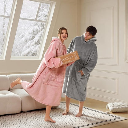 WDCOZY Wearable Blanket Hoodie Oversized Sherpa Fleece Hooded Sweatshirt with Adjustable Eye Mask Cozy For Adults Women Men