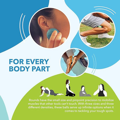 RAD Rounds – 3 Density Yoga Massage Ball Set for Deep Tissue Myofascial Release – Therapy Balls for Feet, Back, Neck, Jaw & Forearms – Trigger Point & Mobility Therapy (3-Pack)