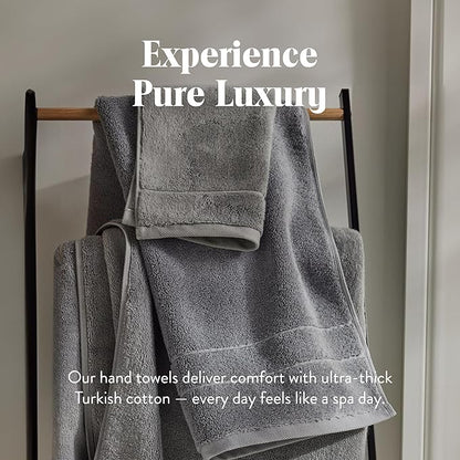 Brooklinen Super-Plush Turkish Cotton Hand Towels Set of 2 Cotton, 820 GSM, Highly Absorbent, Machine Washable, Perfect for Home & Bathroom (20"x30", Smoke Gray)