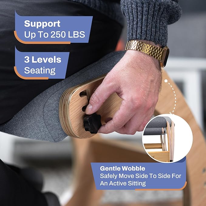 Ergonomic Kneeling Chair with Adjustable Seats - Knee Chair for Posture Correction & Kneel Rocking Stool for Desk - Back Pain Relief and Support for Home and Office - 5 Years Brand Warranty