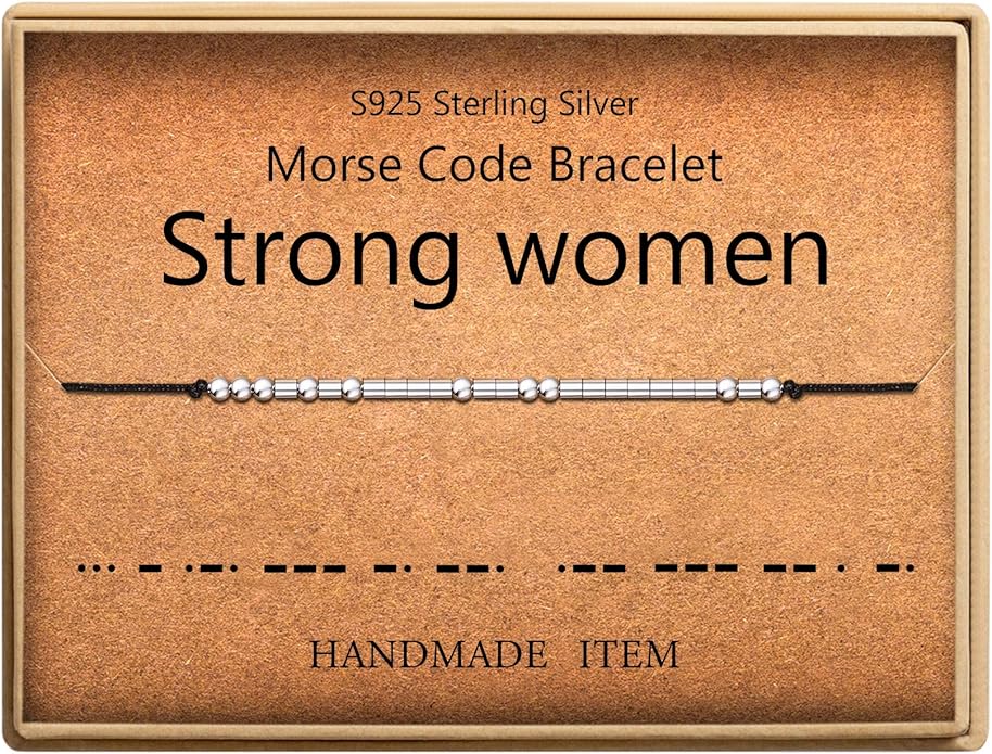 KGBNCIE Morse Code Bracelet for Women Sterling Silver Beads on Silk Cord Secret Message Fuck Friendship Inspirational Encouragement Bracelet Gift for Her