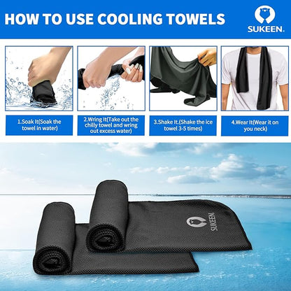 Sukeen [4 Pack Cooling Towel (40"x12"), Soft Breathable Chilly Microfiber Towel for Yoga,Sport,Running,Gym,Workout,Camping,Fitness,Workout & More Activities