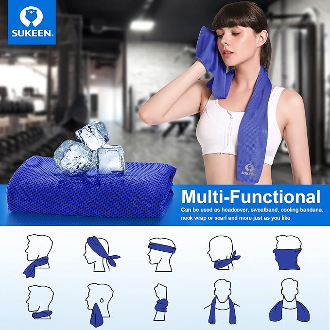 Sukeen [4 Pack] Cooling Towel (40"x12"),Ice Towel,Soft Breathable Chilly Towel,Microfiber Towel for Yoga,Sport,Running,Gym,Workout,Camping,Fitness,Workout & More Activities