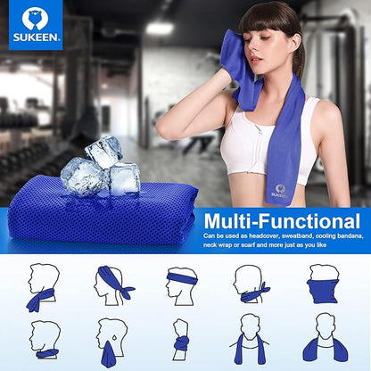 Sukeen [4 Pack] Cooling Towel (40"x12"),Ice Towel,Soft Breathable Chilly Towel,Microfiber Towel for Yoga,Sport,Running,Gym,Workout,Camping,Fitness,Workout & More Activities