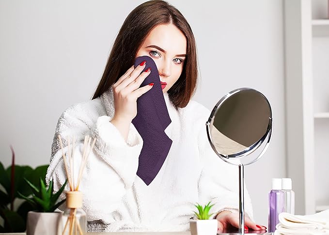 Utopia Towels 12 Pack Cotton Washcloths Set, 100% Ring Spun Cotton, Premium Flannel Face Cloths, Highly Absorbent and Soft Feel Fingertip Towels, Plum