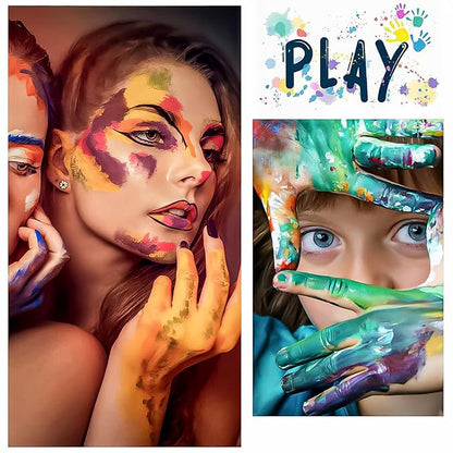 Face Painting Kit Non-toxic Body Paint Washable 18 Colors Facepaint Makeup Kit for Adults with 10 Face Paint Brushes for Halloween Party Cosplay Makeup (Color 001)