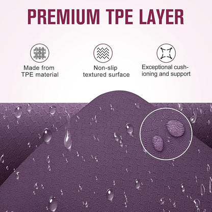 UMINEUX Extra Thick Yoga Mat, 2/5 Inch (10MM), Natural Rubber and TPE Non Slip Yoga Mats with Strap for Women Men, Eco Friendly Exercise Mat for Yoga, Pilates and Home Workout