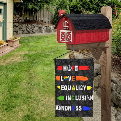 Hope Love Equality Inclusion Kindness Garden Flag 12 X 18 In Peace Outdoor Floral Mini Yard Flag House Flags Double-Sided Farmhouse Sign For Home Garden Decoration