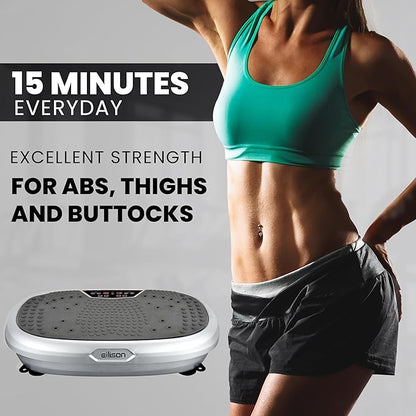 EILISON FitMax 3D XL Vibration Plate Exercise Machine - Whole Body Workout Vibration Platform w/Loop Bands - Lymphatic Drainage Machine for Weight Loss, Shaping, Wellness, Recovery