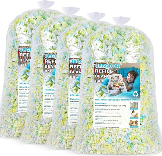 20lbs Shredded Memory Foam Filling for Bean Bag Chair, Premium Beanbag Stuffing High Density Memory Foam Refill