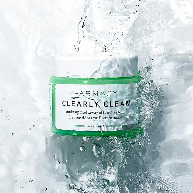 Farmacy Makeup Remover Cleansing Balm - Clearly Clean Sensitive Skin Makeup Remover + Oil Based Cleanser - Gentle Exfoliating Double Cleanser - Melts From Balm to Milky Lather - Fragrance Free (100ml)