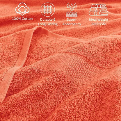LANE LINEN 100% Luxury Cotton Towel Set for Bathroom - 24 Pc- Absorbent, Skin Friendly, Quick Drying - 2 Bath Sheets, 4 Bath, 6 Hand Towel, 8 Washcloth, 4 Fingertip - Durable & Fluffy - Living Coral