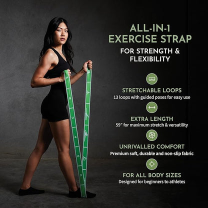 Stretching Strap Set of 3, Stretch Straps with Loops for Yoga, Pilates, Dance, Physical Therapy, 3 Resistance Bands, Stretch Bands for Exercise, Flexibility, Yoga Straps for Stretching