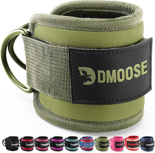 DMoose Fitness Ankle Straps for Cable Machines - One Size Fit with Premium Padding, Glute Kickback Ankle Strap for Women & Men, Cable Attachments for Gym, Booty Workouts, Leg Extension & Hip Abductors