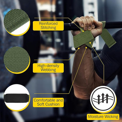 Lifting Straps Wrist Wraps Weightlifting Training: Heavy Duty Gym Support for Men Women Boost Grip Wrist Stability