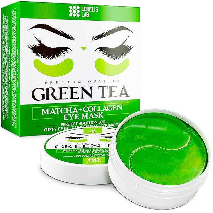 Under Eye Patches for Puffy Eyes, Dark Circles, Undereye Bags - Green Tea Skincare Treatment Mask for Wrinkles, Puffiness Reducer - Hyaluronic Acid, Collagen,Caffeine - Gifts for Women & Men - 60 Pads