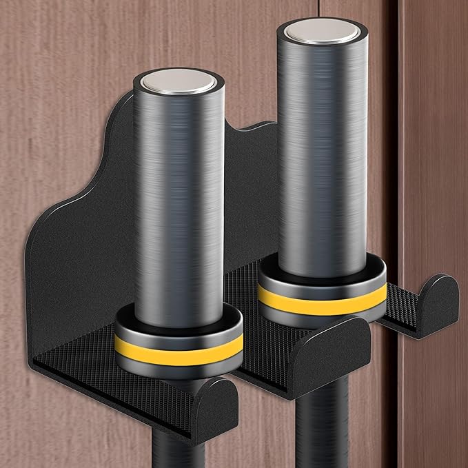 Olympic Barbell Hanger, Garage Gym Bar Wall Rack, Vertical Barbell Wall Mount, Black Heavy-Duty Support Barbell Holder, Space Saving Commercial or Home Gym Accessory, Holds Under 33mm Bar Size