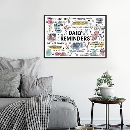 JMGHKL Daily Reminders Inspirational Canvas Wall Art Trendy Motivational Positive Affirmations Posters Uplifting Mental Health Wall Decor For Home Office Classroom 16x24in Unframed