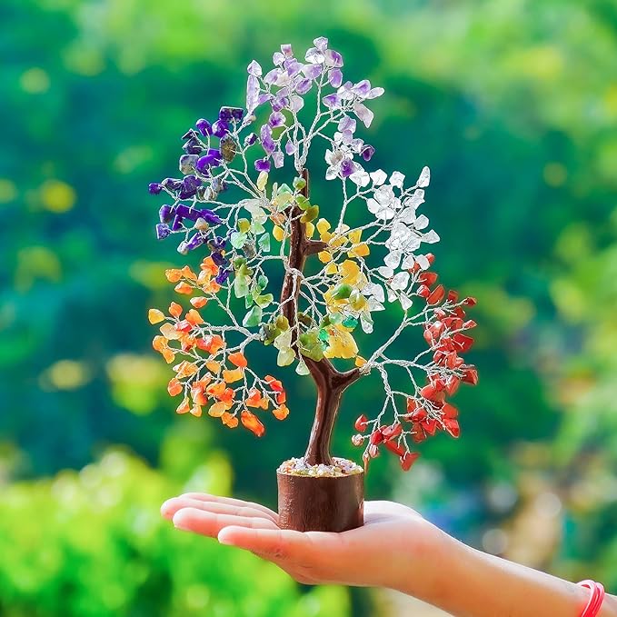 YATSKIA Crystal Tree - Bonsai Tree - Tree of Life - Seven Chakra Crystals - Feng Shui - Gemstones - Home Decor - Crystal Necklaces - House Warming Gifts New Home - Spiritual Gifts - Crystal Gifts