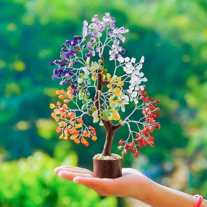 YATSKIA Crystal Tree - Bonsai Tree - Tree of Life - Seven Chakra Crystals - Feng Shui - Gemstones - Home Decor - Crystal Necklaces - House Warming Gifts New Home - Spiritual Gifts - Crystal Gifts