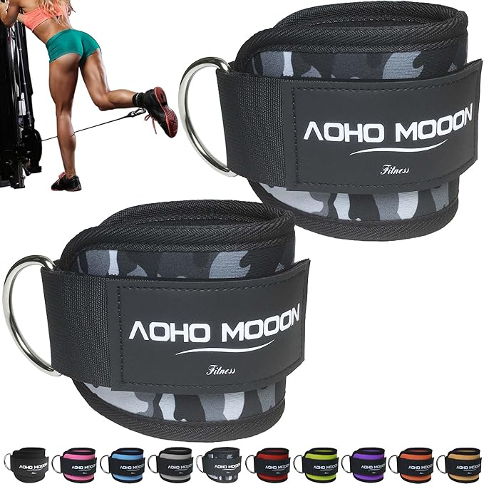 Comfortable Adjustable Ankle Straps for Cable Machines Women, Gym Workout Leg Strap, Glute Cuff, Ankle Cuffs for Glute Workouts, Foot Straps for Kickback, One Size Fit All