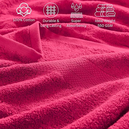 LANE LINEN 100% Cotton Bathroom Towels Set - 24 Pc - Ringspun - Plush, Quick Dry, Soft & Absorbent - 2 Bath Sheets, 4 Bath, 6 Hand Towels, 8 Washcloths, 4 Fingertip - Ideal for Daily Use- Fuchsia