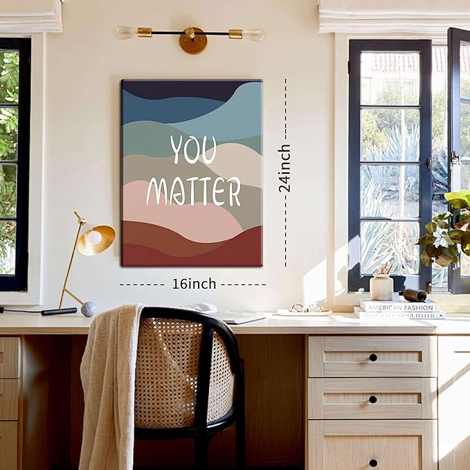 YHCTHT You Matter Canvas Wall Art – Framed Inspirational Positive Affirmation Wall Decor, Motivational Painting Artwork Prints for Bedroom, Home Office, or Meditation Room – 16x24in