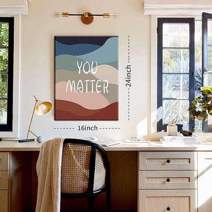 YHCTHT You Matter Canvas Wall Art – Framed Inspirational Positive Affirmation Wall Decor, Motivational Painting Artwork Prints for Bedroom, Home Office, or Meditation Room – 16x24in