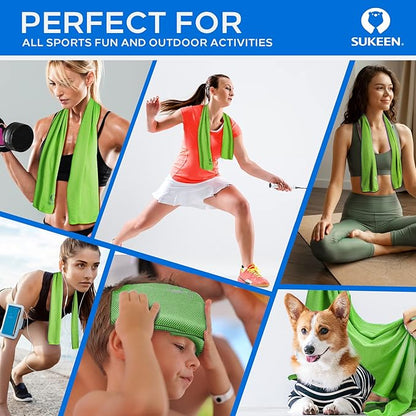 Sukeen [4 Pack] Cooling Towel (40"x12"), Ice Microfiber Towel, Soft Breathable for Yoga, Sport, Running, Gym, Workout, Camping, Fitness & More Activities